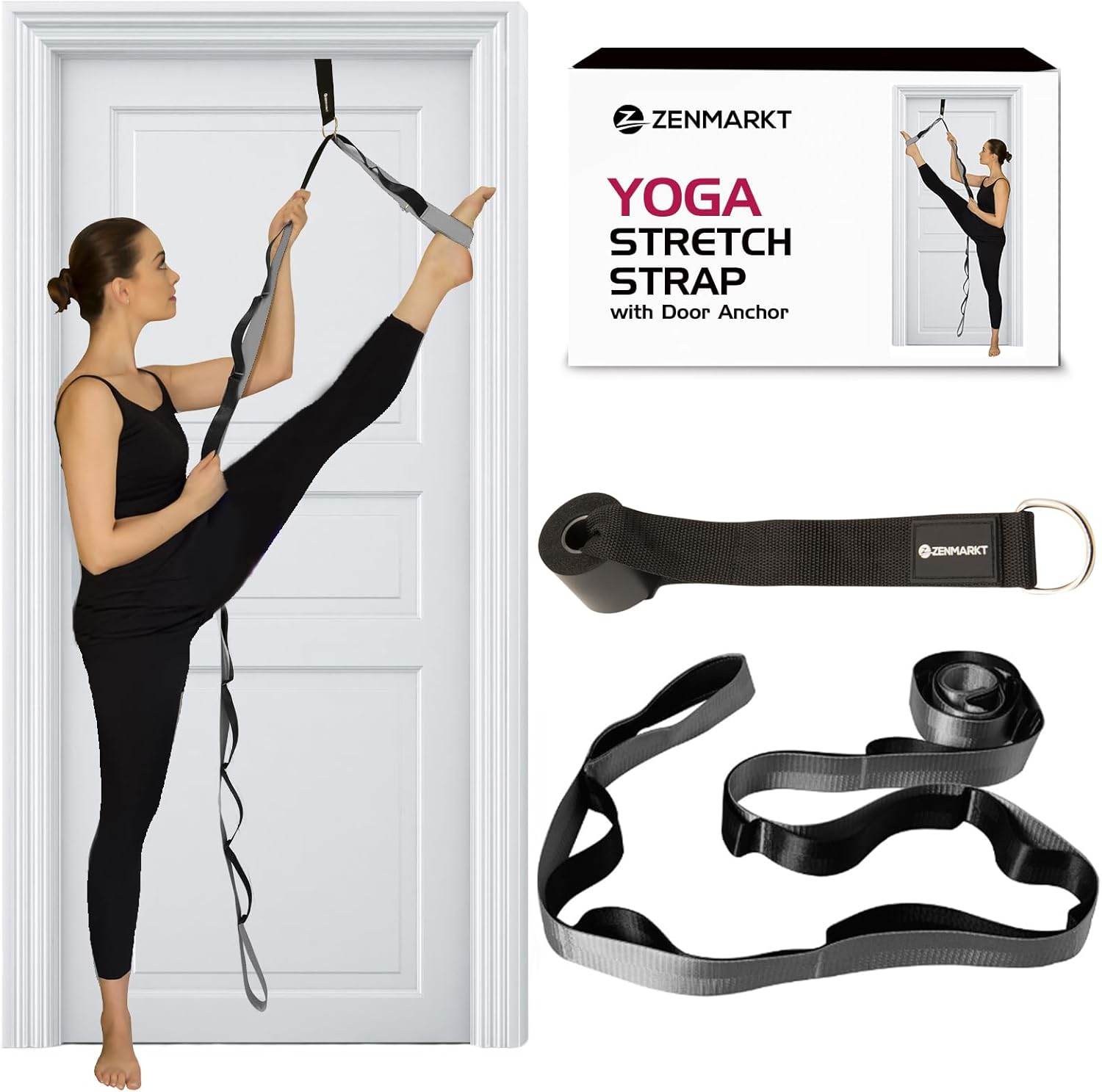 10-Loop Yoga Strap with Door Anchor – Stretch Strap for Flexibility, Deep Stretching, and Improved Balance – Perfect Yoga Accessory for All Fitness Levels - zenfulharmony.com