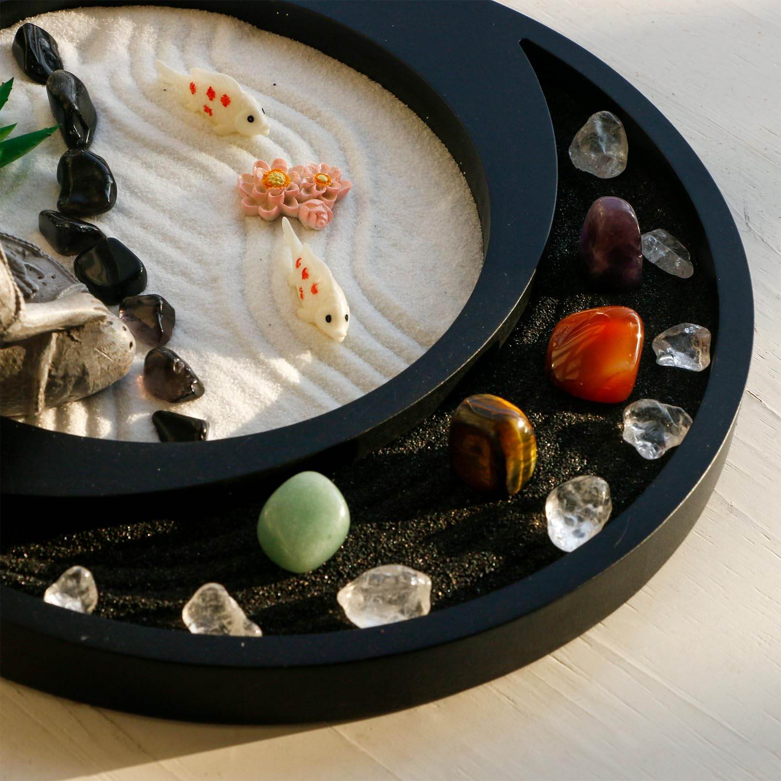 BangBangDa Meditation Buddha Zen Garden - Japanese Zen Garden Kit for Desk Tabletop Rock Sand Zen Garden Shine Altar Zen Decor for Man Woman Father Mother - zenfulharmony.com