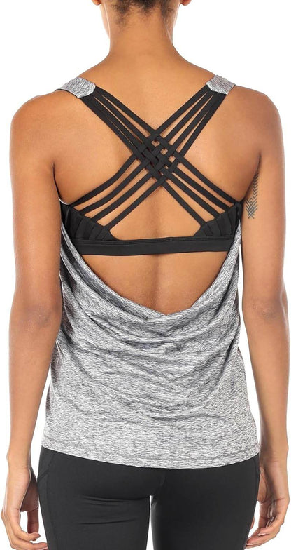 icyzone Women's Open Back Workout Athletic Yoga Tank Tops with Built in Bra - zenfulharmony.com