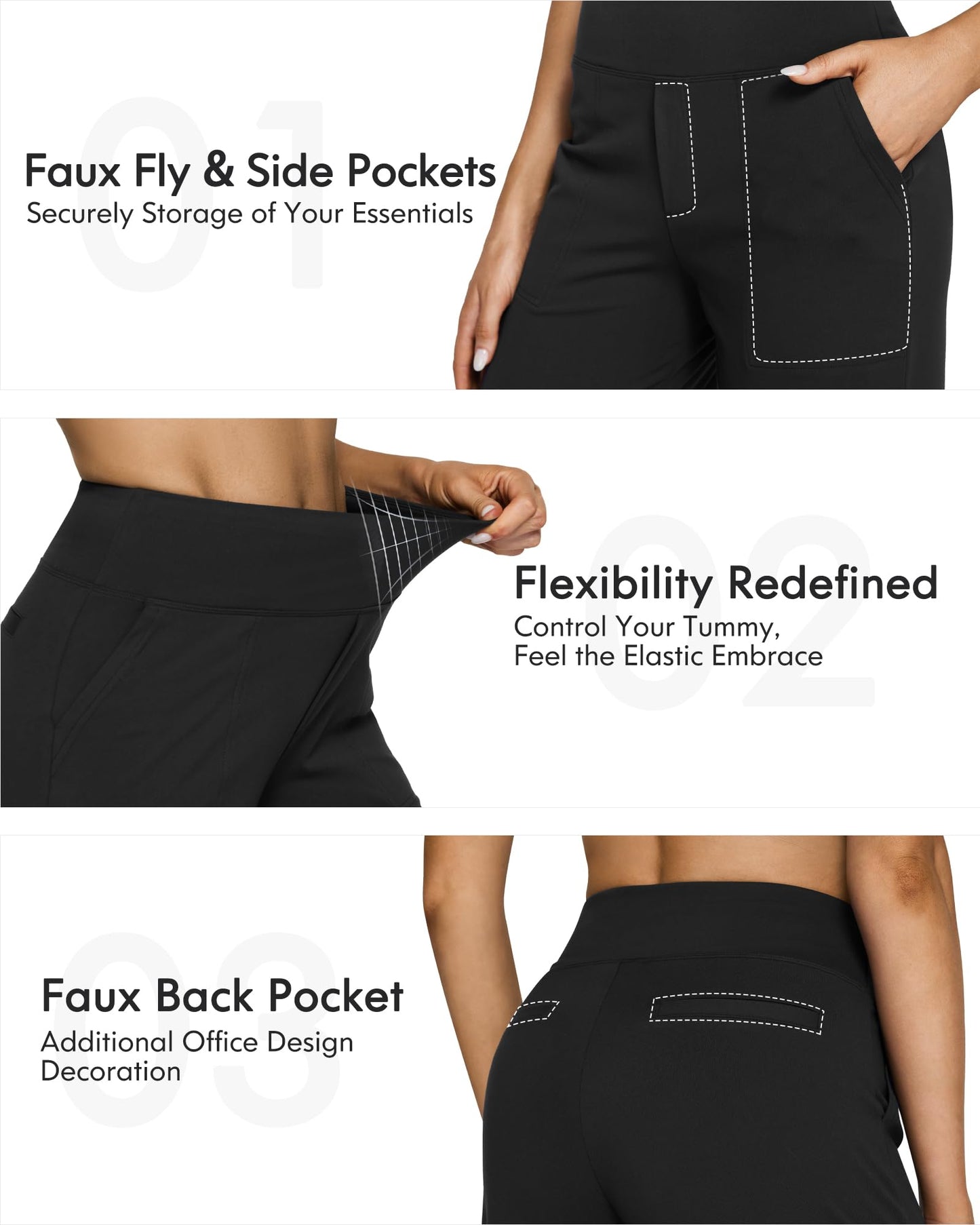 G4Free Wide Leg Pants Woman Yoga Pants with Pockets Loose Casual Palazzo Fashion Sweatpants Stretch Dress Work Clothes(Black,M,31") - zenfulharmony.com