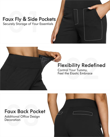 G4Free Wide Leg Pants Woman Yoga Pants with Pockets Loose Casual Palazzo Fashion Sweatpants Stretch Dress Work Clothes(Black,M,31") - zenfulharmony.com