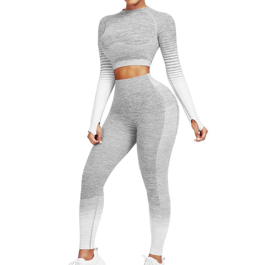 JOYMODE Women's Workout Sets 2 Piece High Waist Seamless Legging Crop Top Yoga Outfit, Grey, Small - zenfulharmony.com