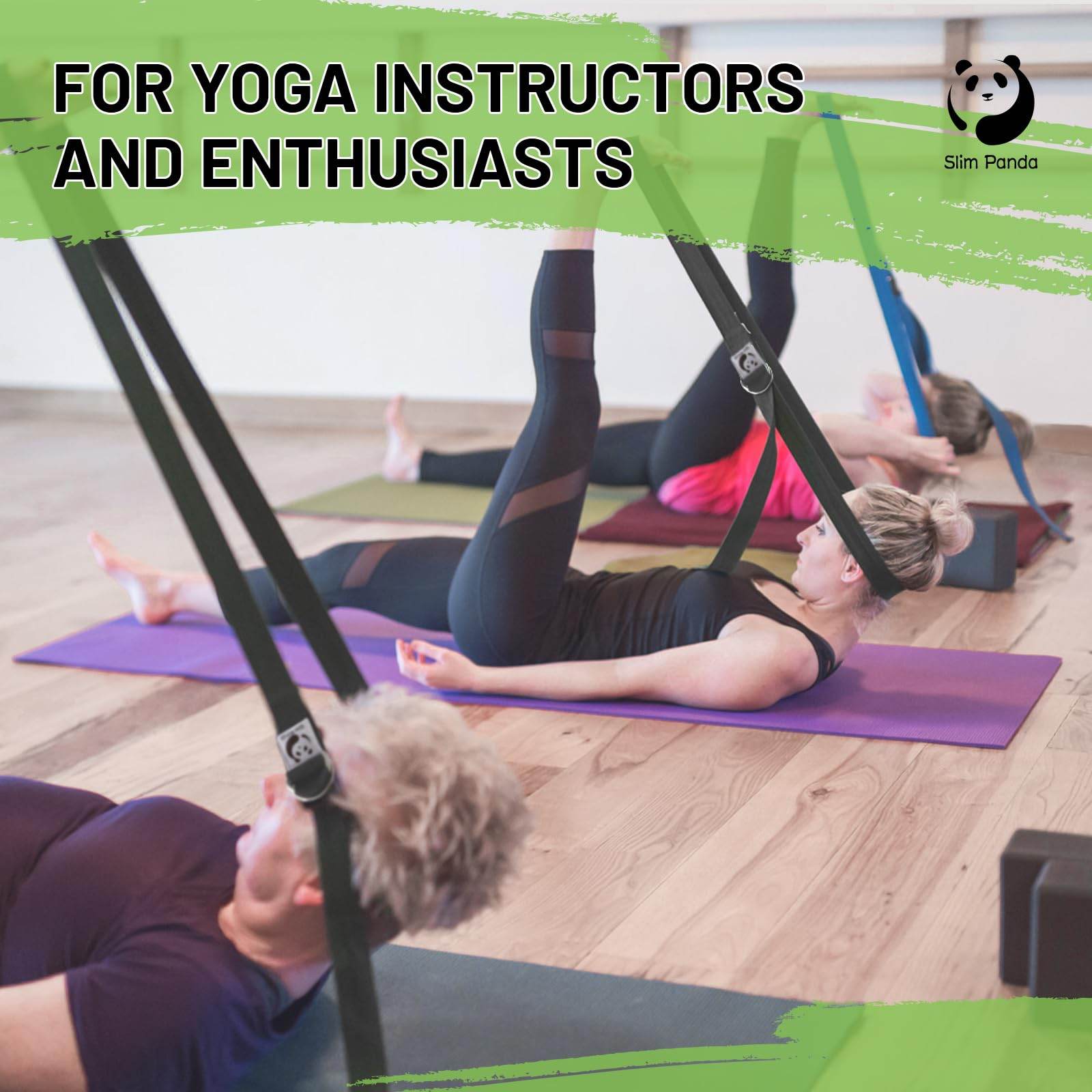Slim Panda Yoga Strap for Stretching, (10+ Colors,6 Feet/8 Feet) Yoga Bands with Adjustable D-Ring Buckle, Cotton Yoga Belt for Fitness, Yoga, Pilates, Physical Therapy, Improve Flexibility - zenfulharmony.com