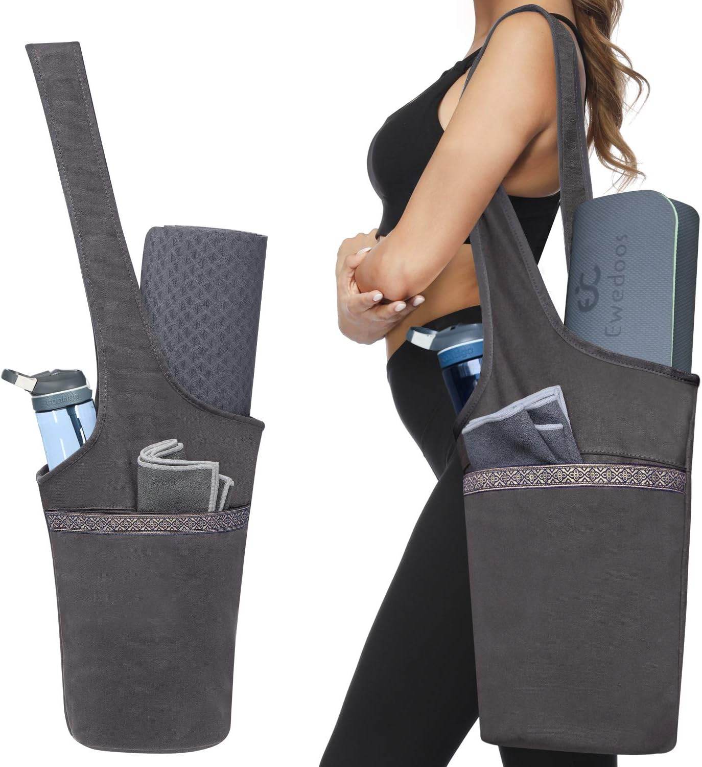 Ewedoos Yoga Mat Bag Yoga Bags with Large Size Pocket and Zipper Pocket, Fit Most Size Mats - zenfulharmony.com