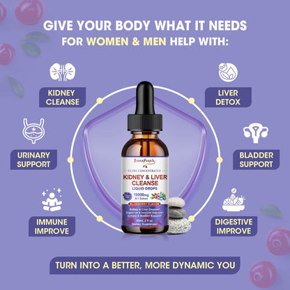 GREENPEOPLE Kidney Cleanse Detox & Repair Drops - 10,000 mg Cranberry 20:1 Extract & 2,500 mg Chanca Piedra for Urinary Tract & Kidney - 27-in-1 Vegan Kidney Support Supplement - Vegan Non-GMO - zenfulharmony.com