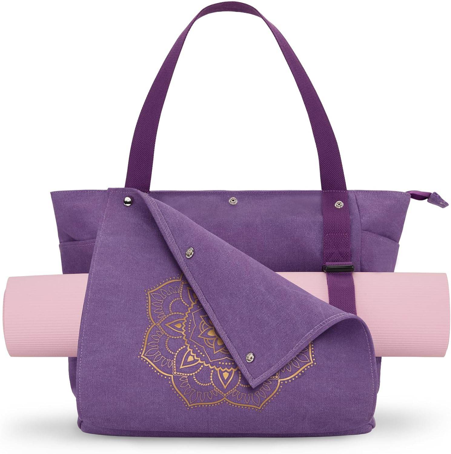 Gonex Yoga Mat Bag, Yoga Gym Bag Tote Bag with Multi Pockets For Women Men, Canvas Yoga Mat Carrier Take in Out Mat Easily For Pilates Travel Workout Office - zenfulharmony.com