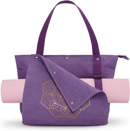 Gonex Yoga Mat Bag, Yoga Gym Bag Tote Bag with Multi Pockets For Women Men, Canvas Yoga Mat Carrier Take in Out Mat Easily For Pilates Travel Workout Office - zenfulharmony.com