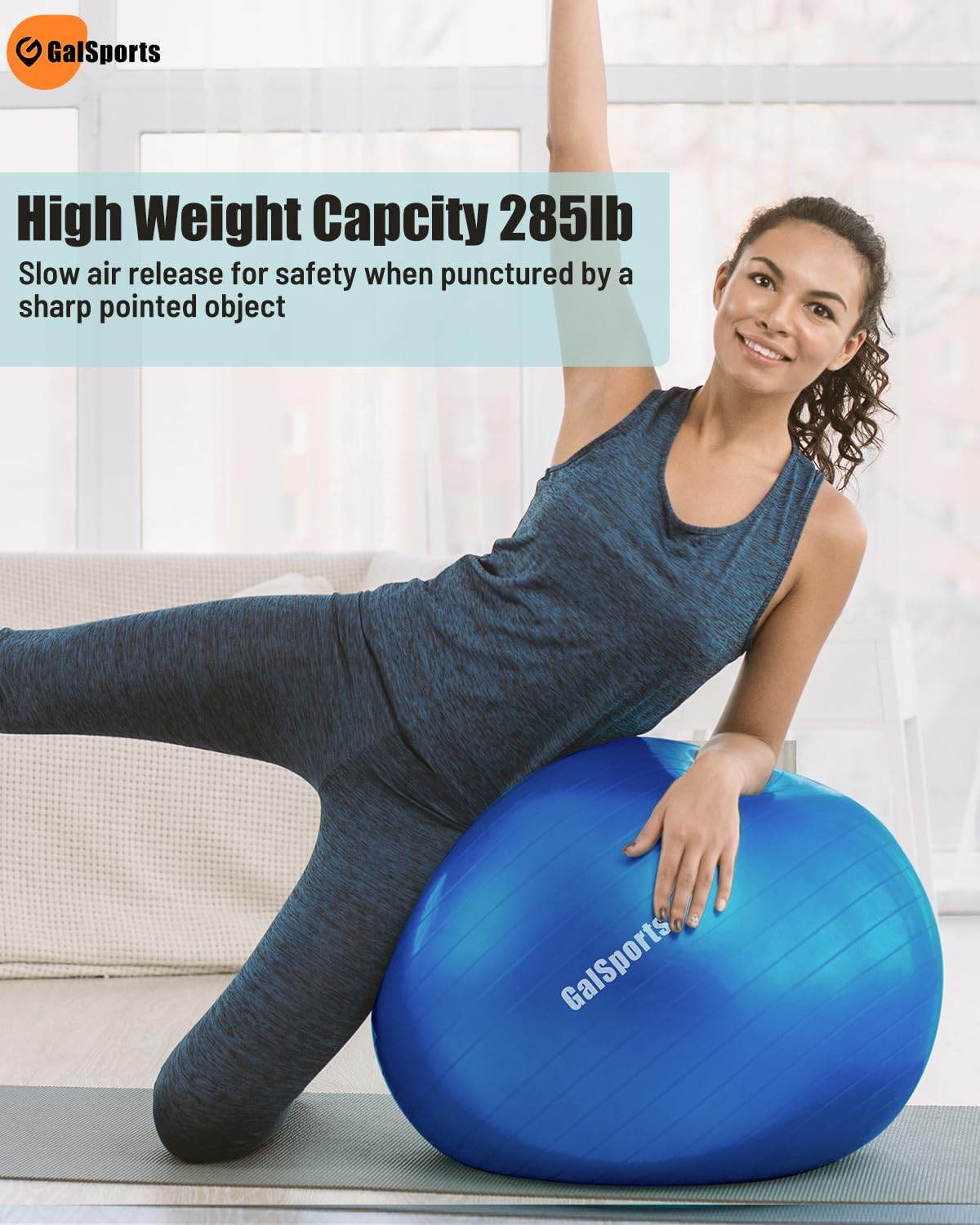 GalSports Yoga Ball Exercise Ball for Working Out, Anti-Burst and Slip Resistant Stability Ball, Swiss Ball for Physical Therapy, Balance Ball Chair, Home Gym Fitness - zenfulharmony.com