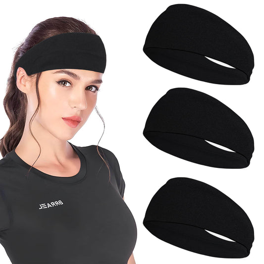 JOYOYO 3 Pack 9cm Unisex Headbands for Women's Hair Soft Stretchy Fabric Kylie Head Band Bandeaux Hair Accessories for Workout Gym Yoga Hair Band(Black) - zenfulharmony.com