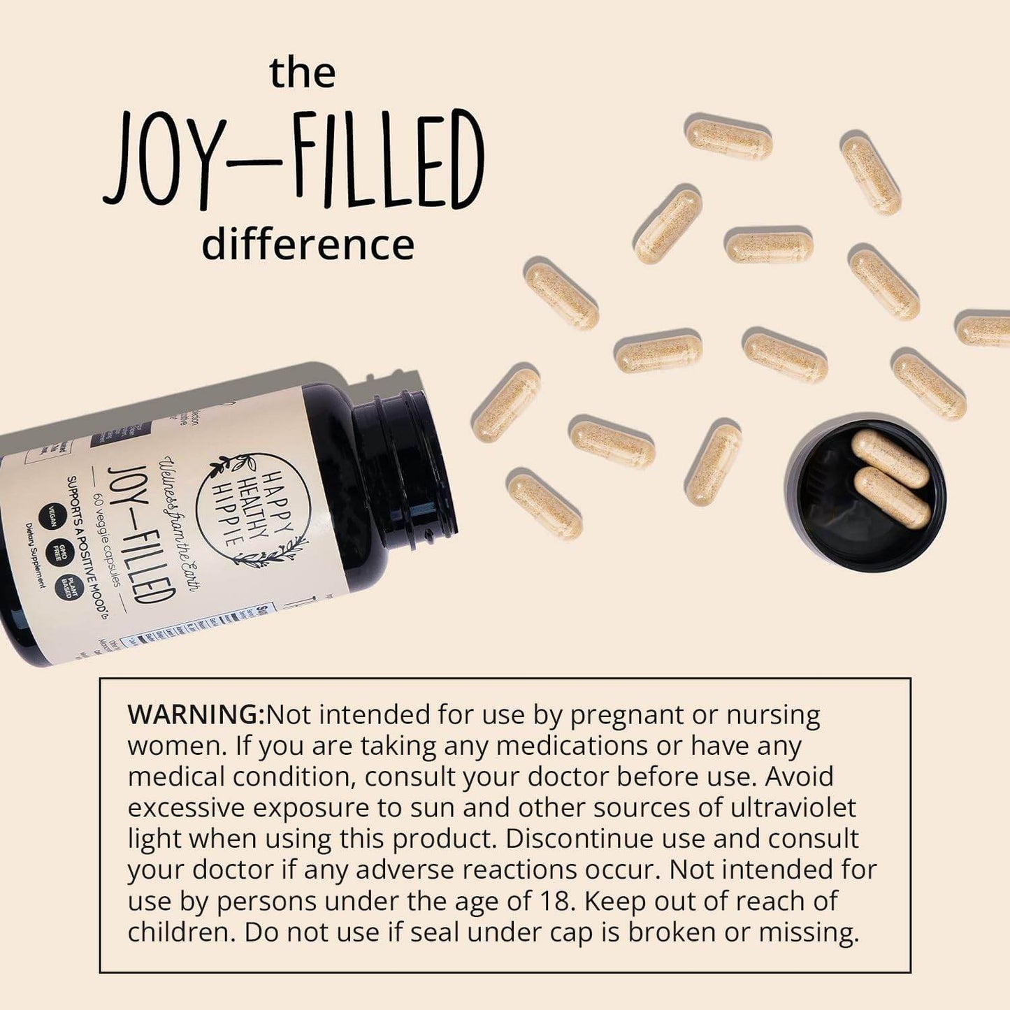 Joy-Filled Mood Support Supplement with St. Johns Wort | Stress Relief Supplement - Helps Calm The Mind & Body | 100% Plant-Based, Ashwagandha, Rhodiola Rosea, Eleuthero | Herbal, 60 ct - zenfulharmony.com