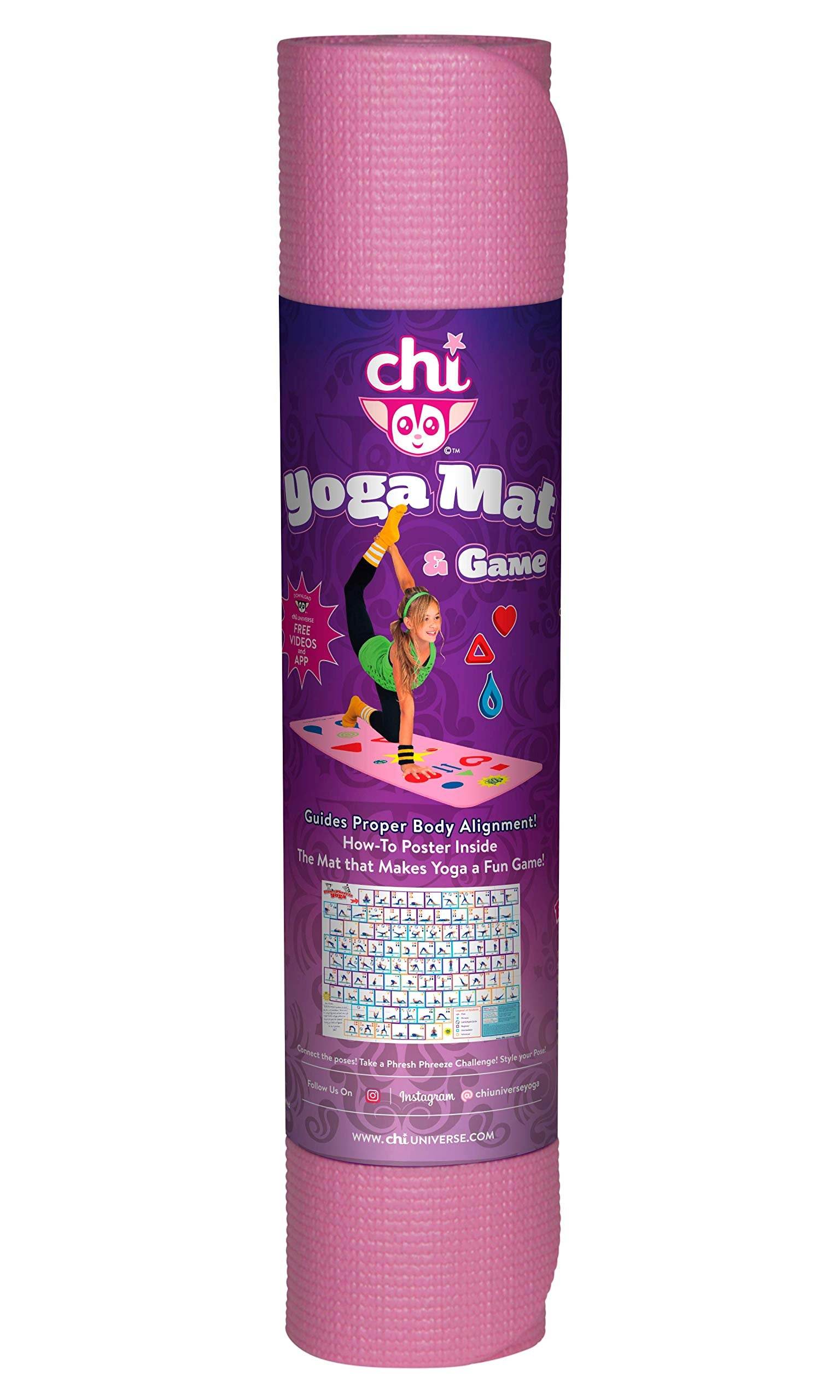 Kids Yoga Mat & Game, Pink, Free Game App, How-To Poster, Follow the Symbols, Aligns the Body - zenfulharmony.com