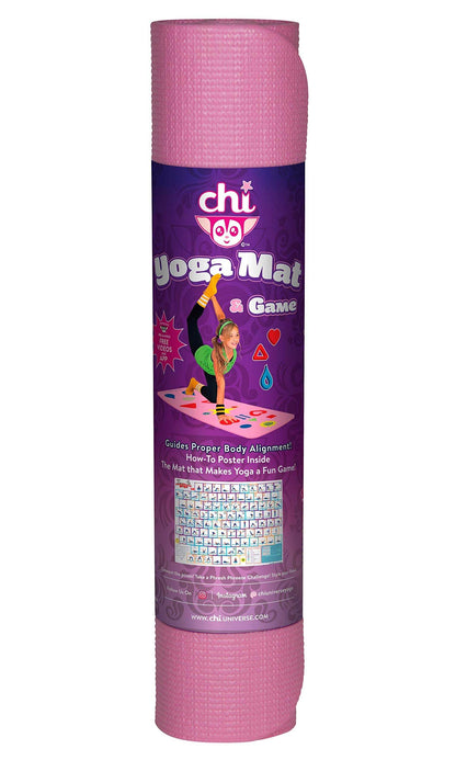 Kids Yoga Mat & Game, Pink, Free Game App, How-To Poster, Follow the Symbols, Aligns the Body - zenfulharmony.com