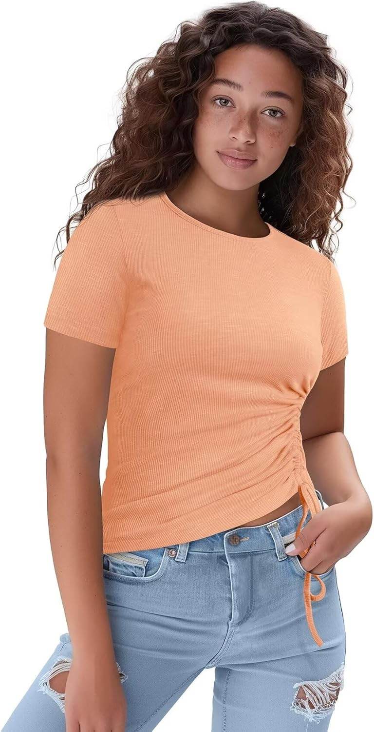Womens Long/Short Sleeve Workout Tops Ruched Side Yoga Atheltic Shirt Slim Fitted - zenfulharmony.com