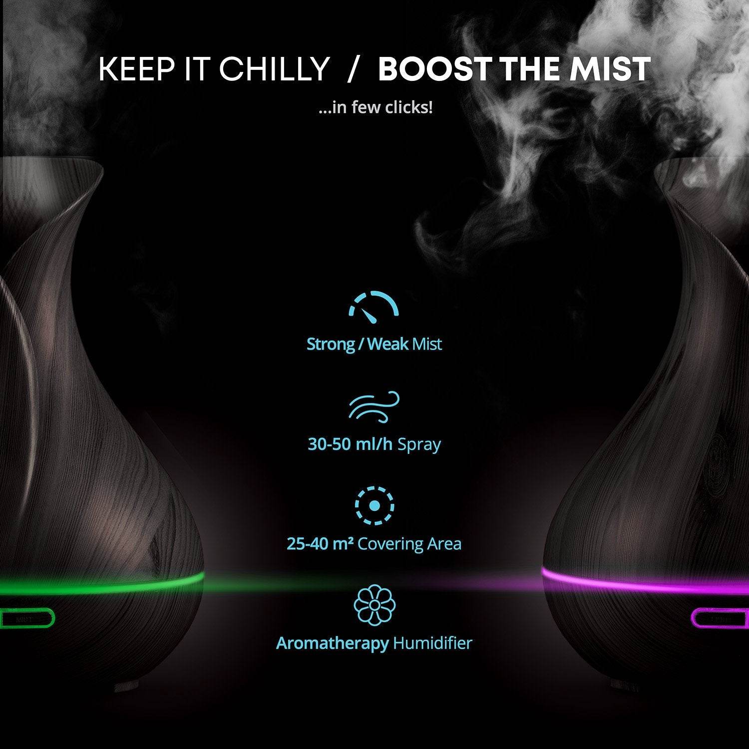 Smart WiFi Wireless Essential Oil Aromatherapy 400ml Ultrasonic Diffuser & Humidifier with Alexa & Google Home Phone App & Voice Control - Create Schedules - LED & Timer Settings Dark Brown - zenfulharmony.com