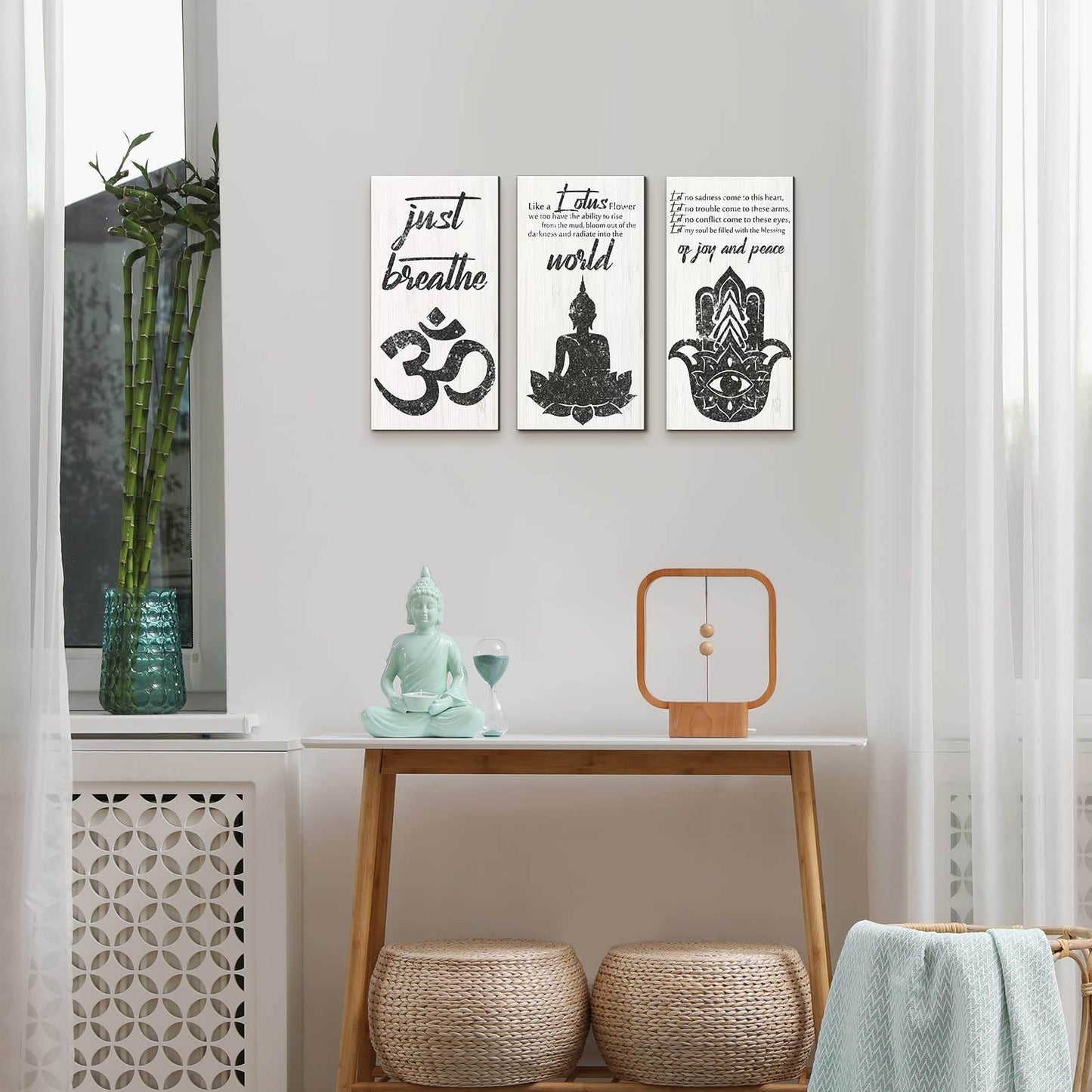 3 Pieces Buddha Quotes Wall Decors meditation room Inspirational Wall Arts Zen Meditation Decors Wooden Hanging Room Decors Meditation Home Decors Buddha Wall Arts for Living Room Yoga Decors - zenfulharmony.com