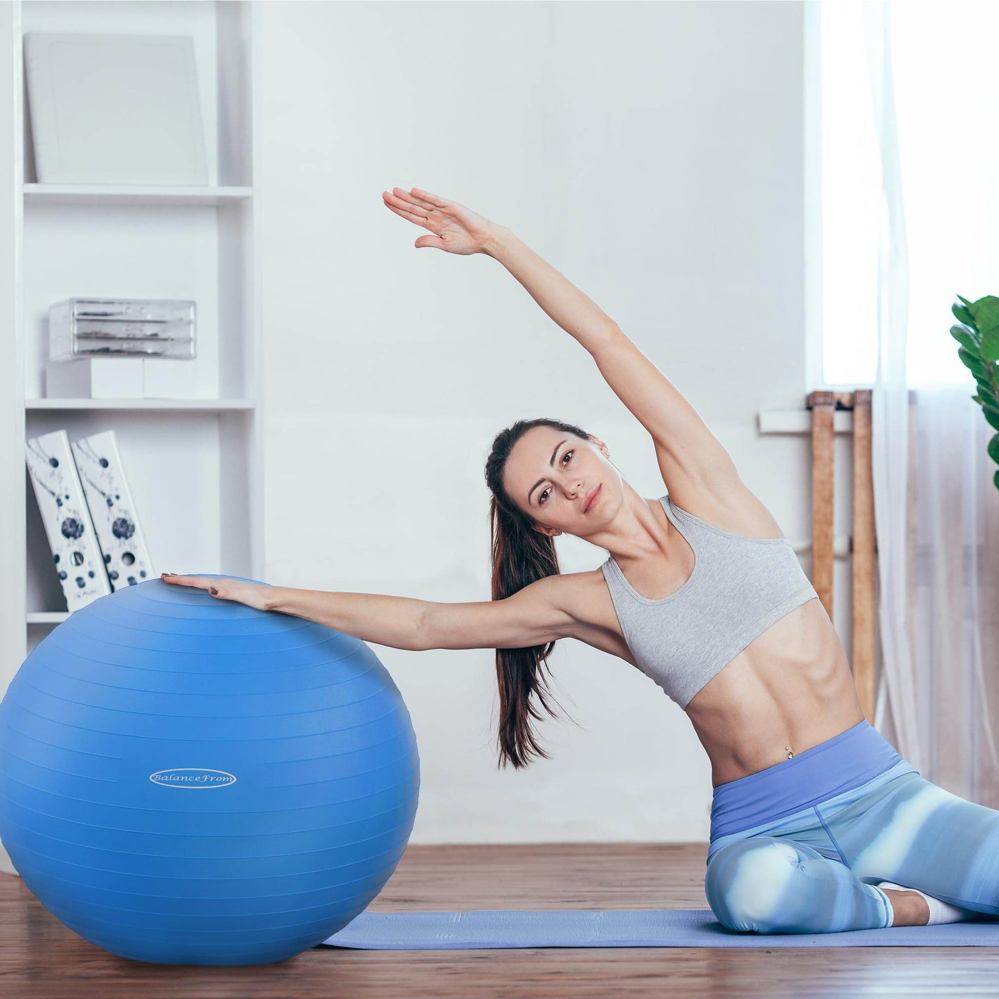 Fitvids Anti-Burst and Slip Resistant Exercise Ball Yoga Ball Fitness Ball Birthing Ball with Quick Pump, 2,000-Pound Capacity, Blue, 22-inch, M - zenfulharmony.com