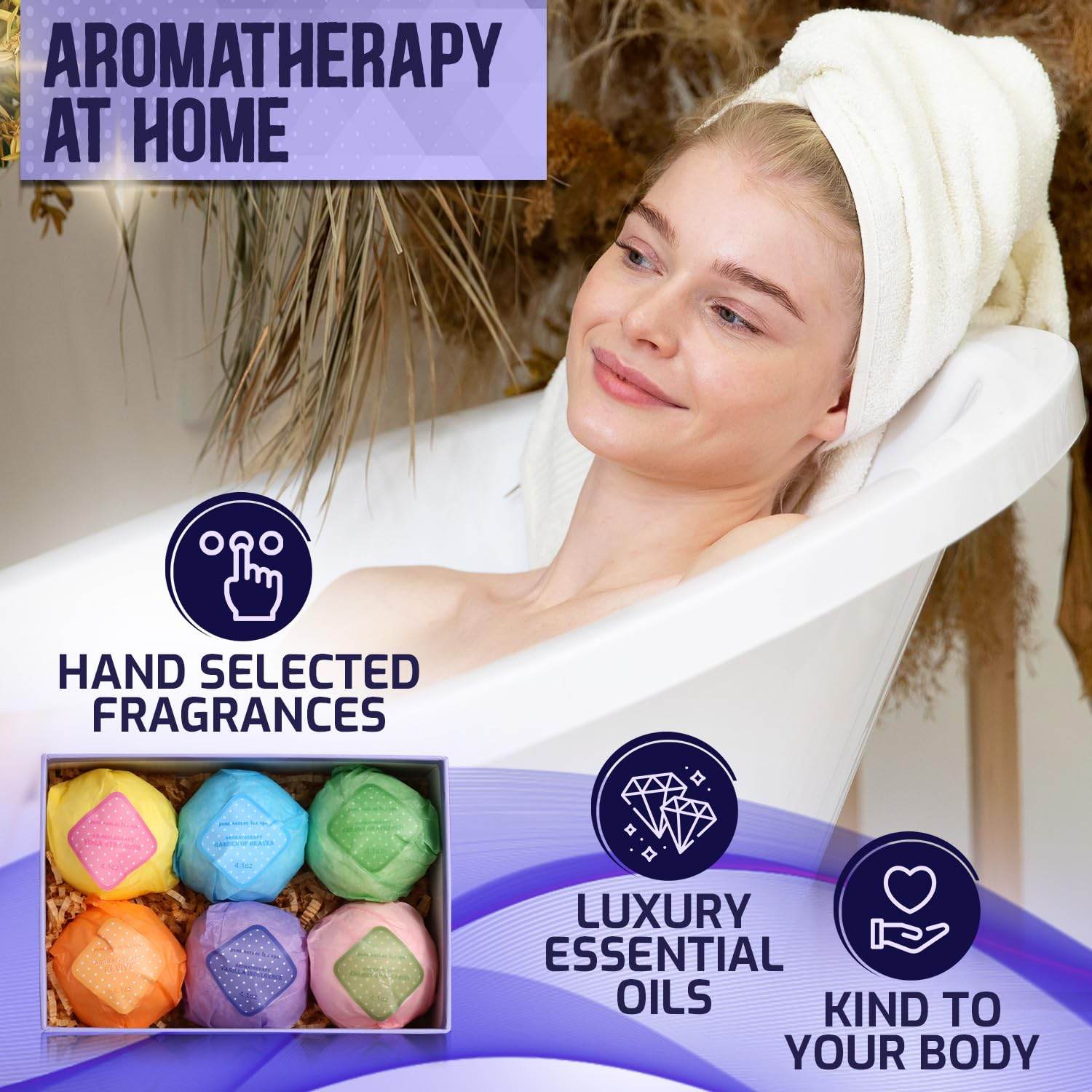 Bath Bombs Gift Set - Ultra Bubble XXL Fizzies (6 x 4.1 oz) with Natural Dead Sea Salt Cocoa and Shea Essential Oils, The Best Birthday Gift Idea for Her/Him, Wife, Girlfriend, Women, Kids - zenfulharmony.com