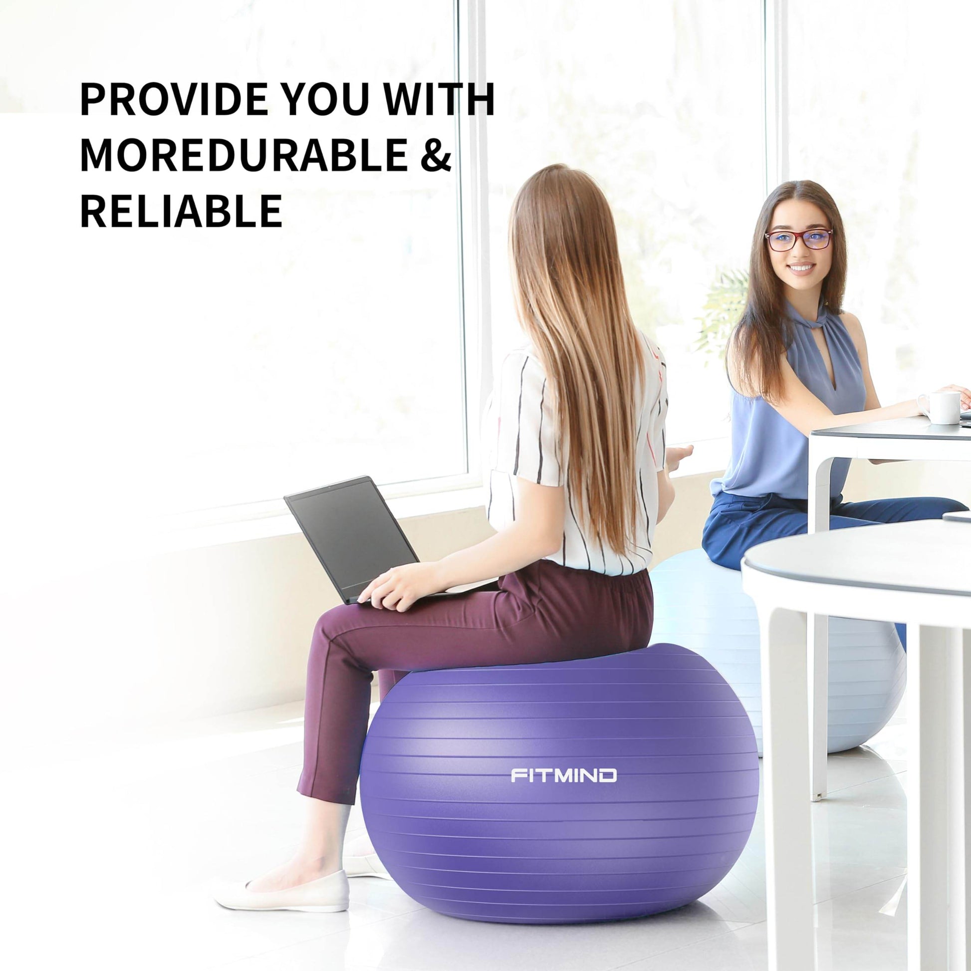 FITMIND Extra Thick Exercise Ball 75cm Yoga Ball for Workout Pregnancy Stability,Anti-Burst and Slip Resistant Swiss Ball with Pump for Yoga, Pilates, Fitness,Birthing,Physical Therapy (Purple 5265C) - zenfulharmony.com