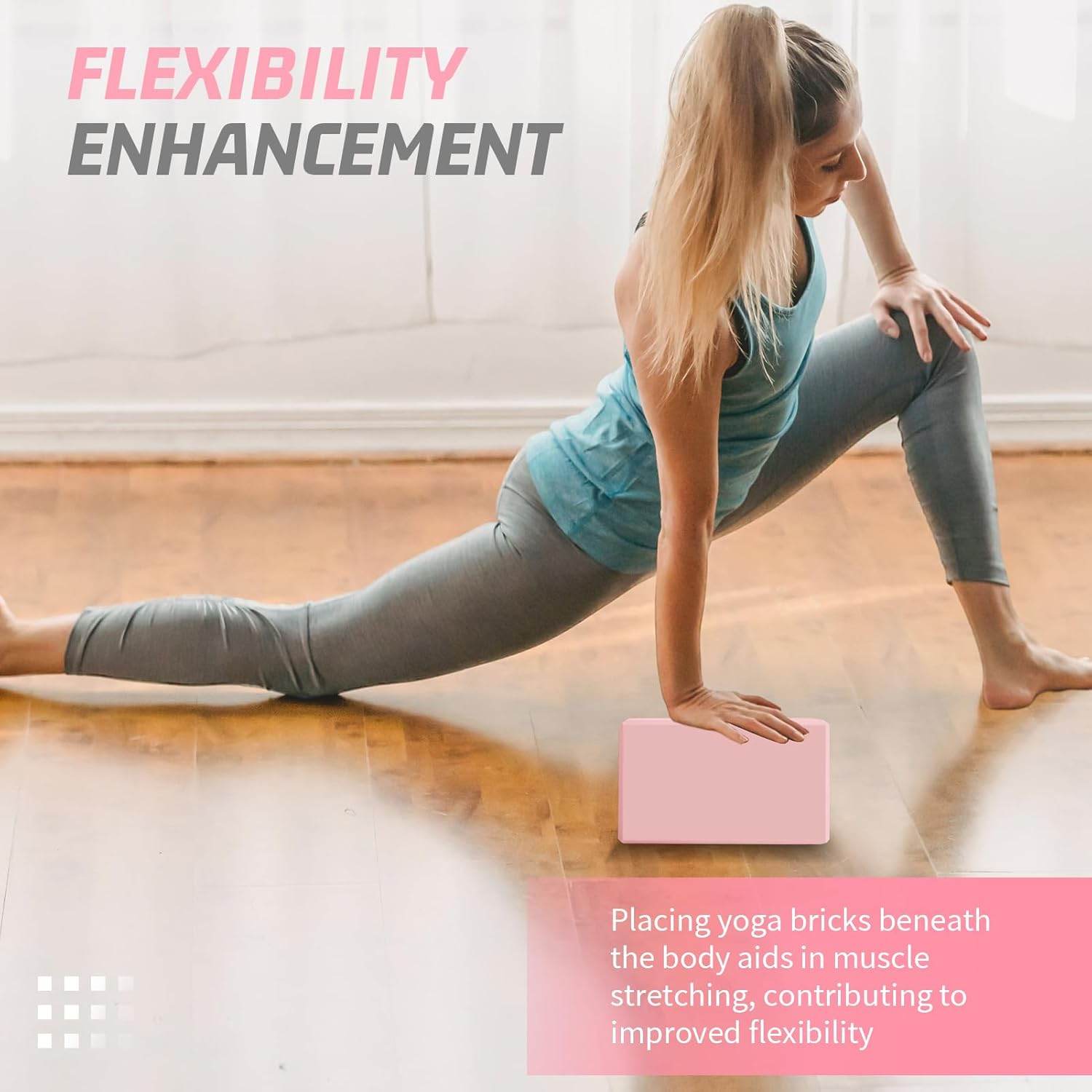 Biguphate Yoga Blocks 2 Pack, EVA Foam Yoga Block Supportive Latex-Free, Non-Slip Exercise Blocks, Yoga Accessories for Pilates, Meditation, Balance, Stretching and Deep Poses - zenfulharmony.com