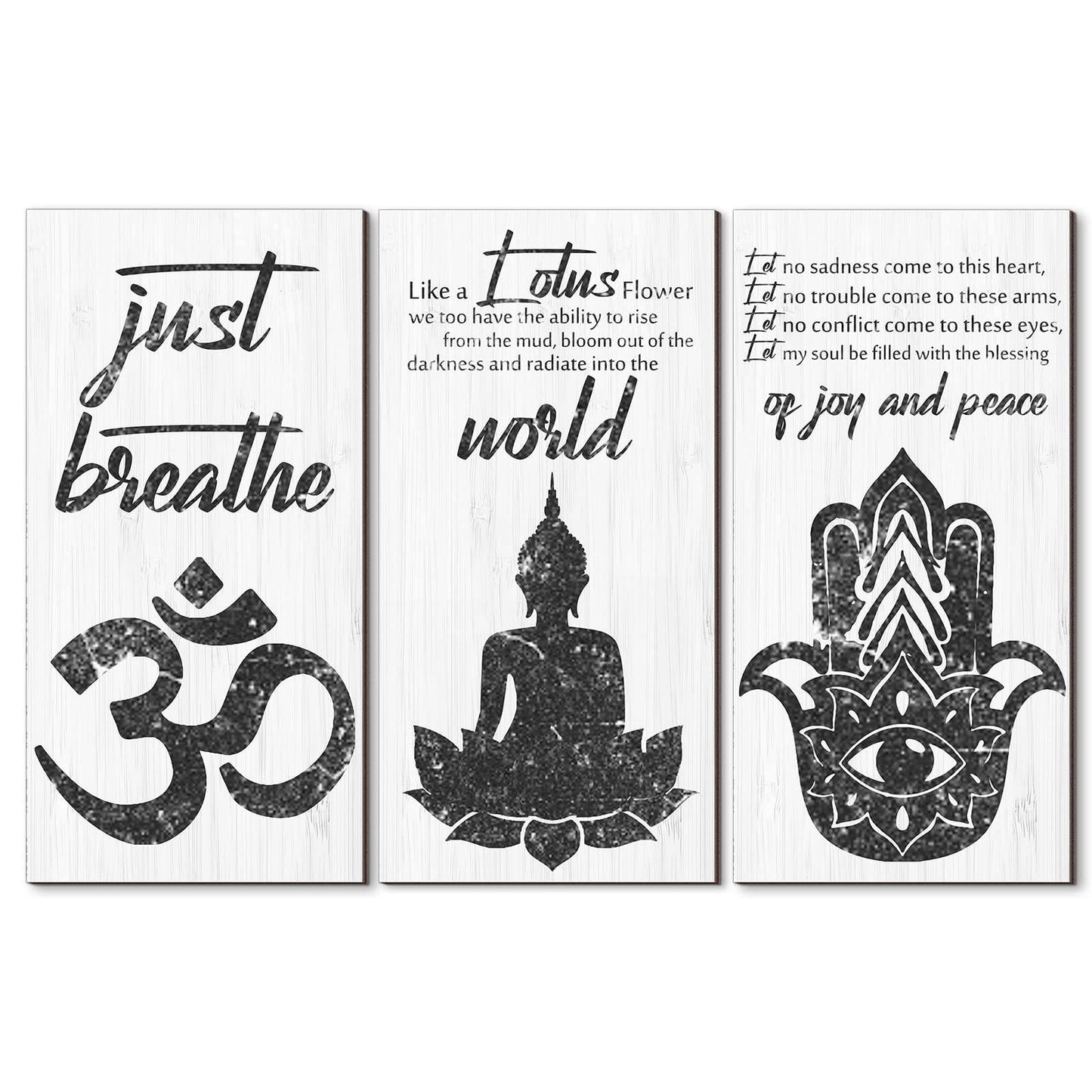 3 Pieces Buddha Quotes Wall Decors meditation room Inspirational Wall Arts Zen Meditation Decors Wooden Hanging Room Decors Meditation Home Decors Buddha Wall Arts for Living Room Yoga Decors - zenfulharmony.com