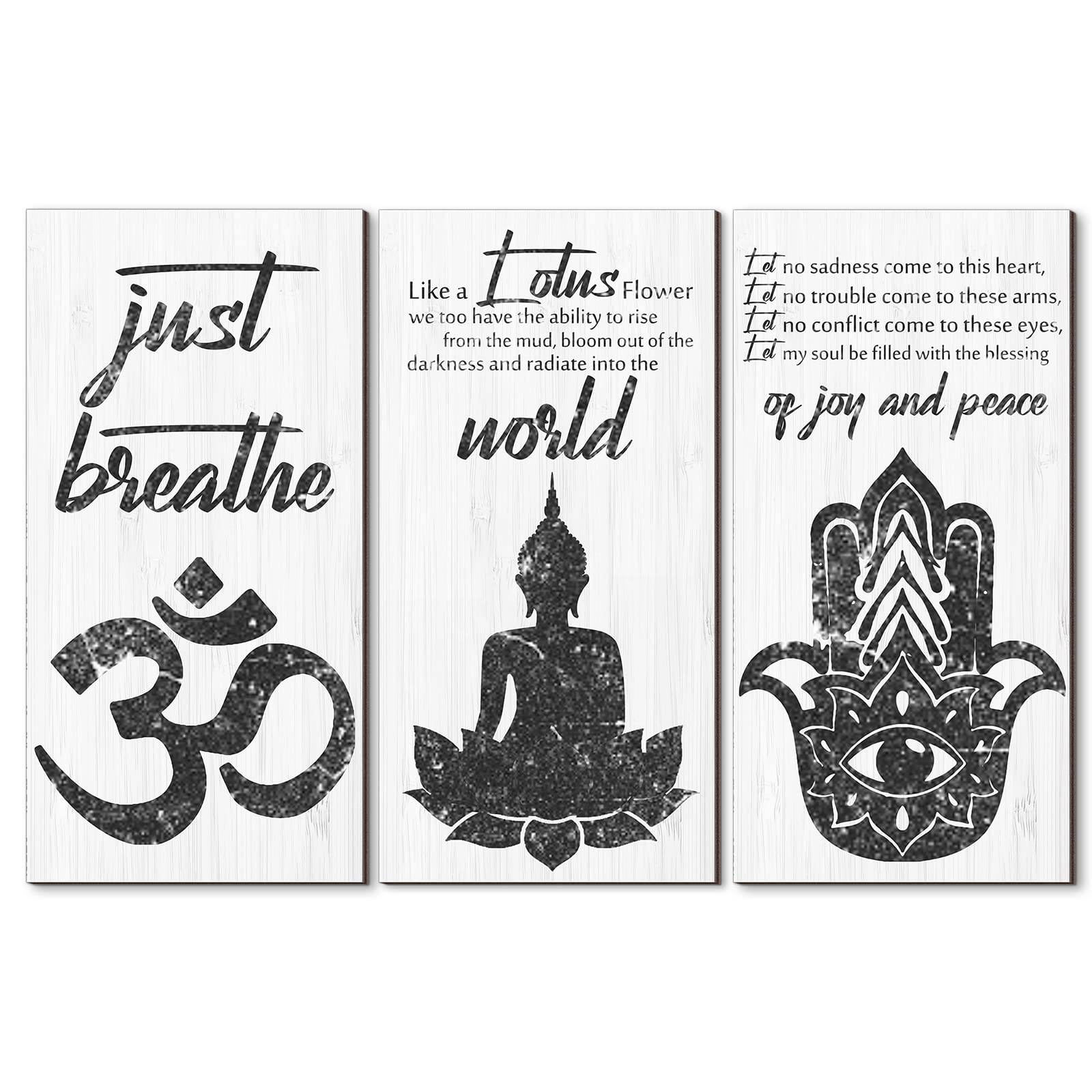 3 Pieces Buddha Quotes Wall Decors meditation room Inspirational Wall Arts Zen Meditation Decors Wooden Hanging Room Decors Meditation Home Decors Buddha Wall Arts for Living Room Yoga Decors - zenfulharmony.com