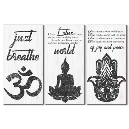 3 Pieces Buddha Quotes Wall Decors meditation room Inspirational Wall Arts Zen Meditation Decors Wooden Hanging Room Decors Meditation Home Decors Buddha Wall Arts for Living Room Yoga Decors - zenfulharmony.com