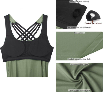 icyzone Women's Open Back Workout Athletic Yoga Tank Tops with Built in Bra - zenfulharmony.com