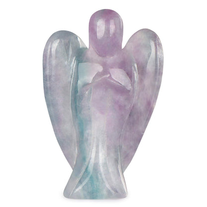 Artistone 2.0" Rainbow Fluorite Crystal Guardian Angel Statues and Figurines,Hand Carved Gemstone Pocket Peace Prayer Healing Angel Stone Decor Figurine Gift for Women - zenfulharmony.com