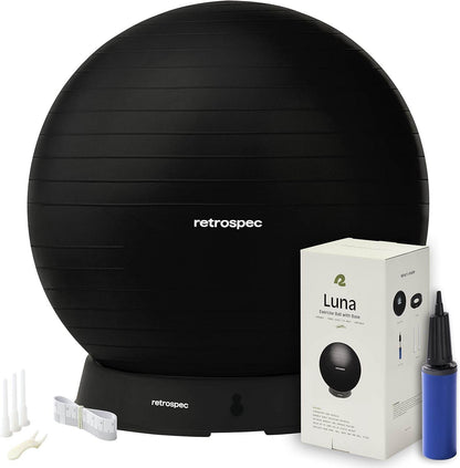 Retrospec Luna Exercise Ball, Base & Pump/Ball & Pump with Anti-Burst Material - Fitness Gym Swiss Ball - Perfect for Balance, Stability, Yoga, Pilates, Pregnancy & Birthing - zenfulharmony.com