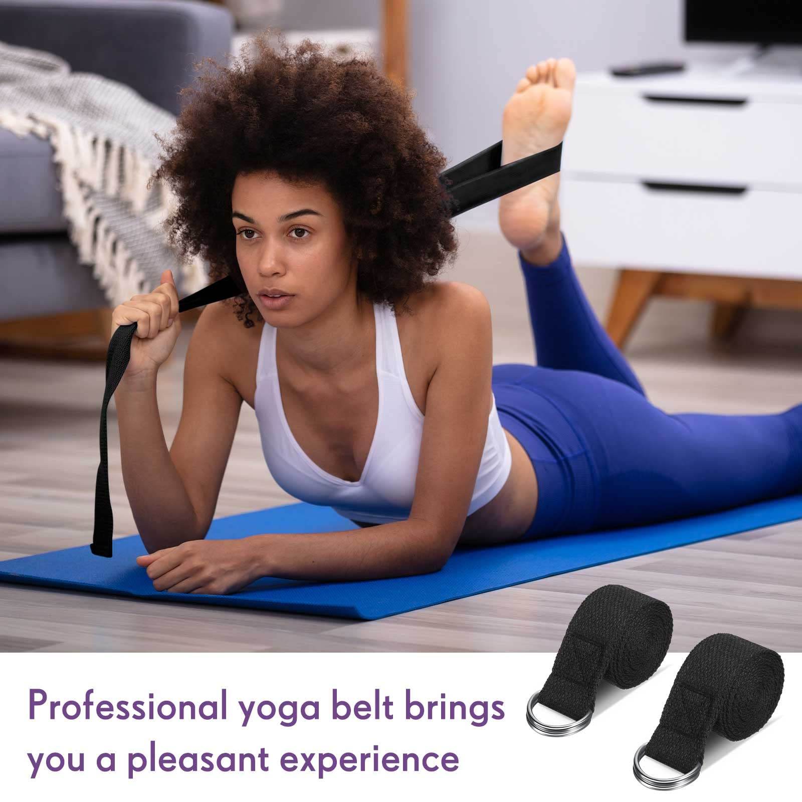 10 Pcs Yoga Strap 6Ft Exercise Stretch Bands for Flexibility with Adjustable Metal D Ring Buckle Loop Stretch Strap Non Elastic Yoga Belt Yoga Exercise Adjustable Straps for Pilates(Black) - zenfulharmony.com