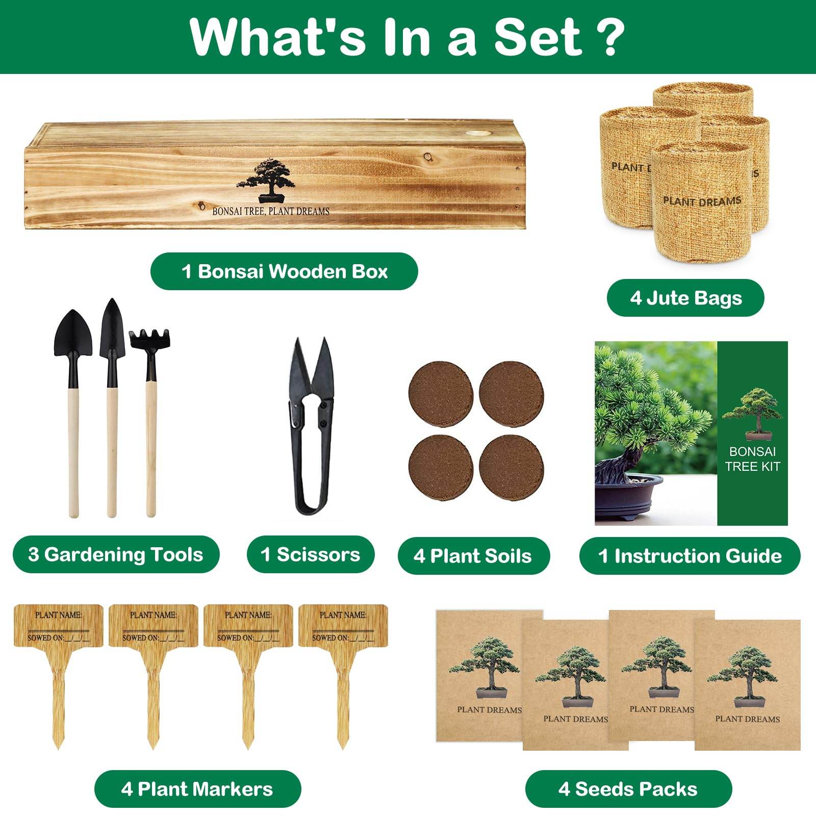 LUOJIBIE Bonsai Tree Kit, Complete Indoor Bonsai Starter Kit for Growing Bonsai Plants with Tools & Pots, Grow Bonsai Tree in Live Indoor, Plant Bonsai Kits, DIY Gardening Gifts for Men and Women - zenfulharmony.com