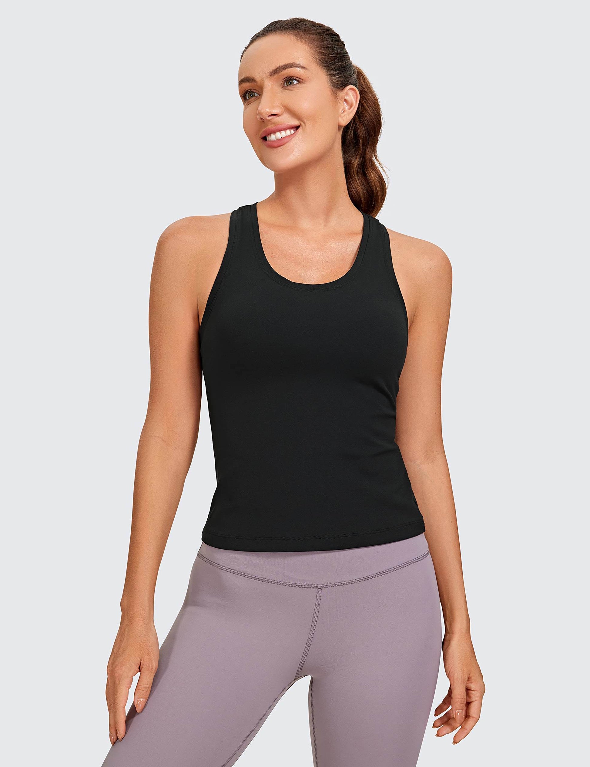 CRZ YOGA Butterluxe Racerback Workout Tank Tops for Women Sleeveless Gym Tops Athletic Yoga Shirts Camisole Black Small - zenfulharmony.com