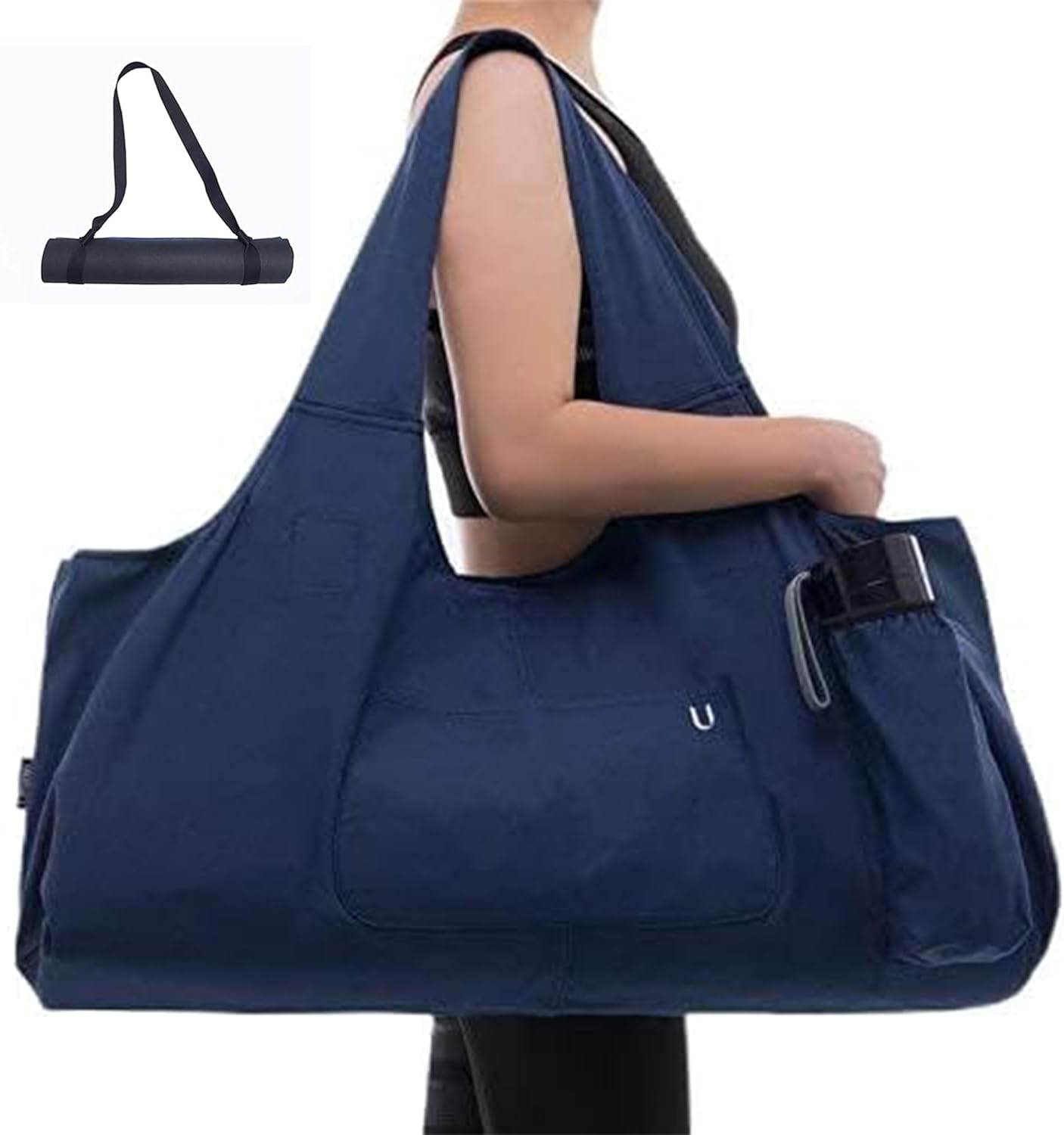 Yoga Mat Bag Large Yoga Mat Tote Sling Carrier with 4 Pockets Fits All Size Mats With Multi-Functional Storage Pockets Light And Durable（With Yoga Mat Carrying Strap） - zenfulharmony.com