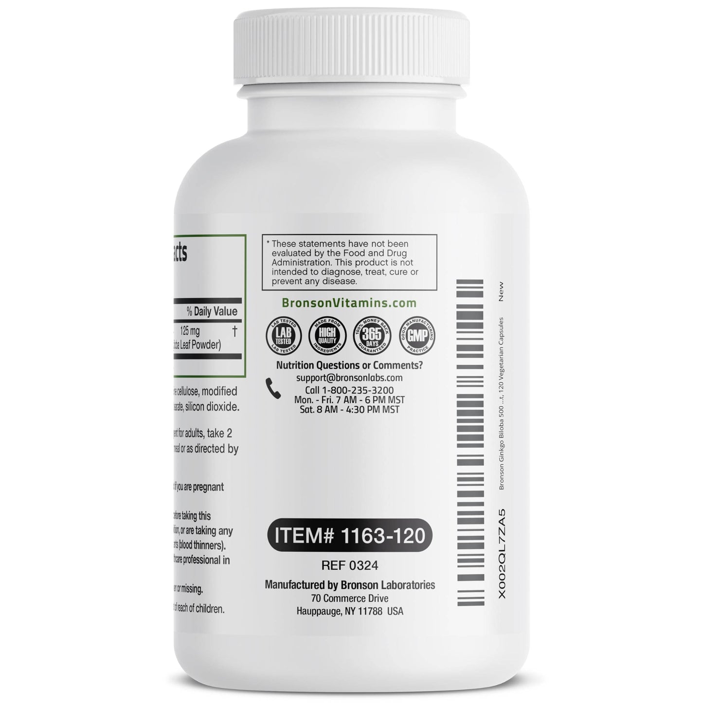 Bronson Ginkgo Biloba Extra Supports Brain Function & Memory Support, 120 Vegetarian Capsules - zenfulharmony.com