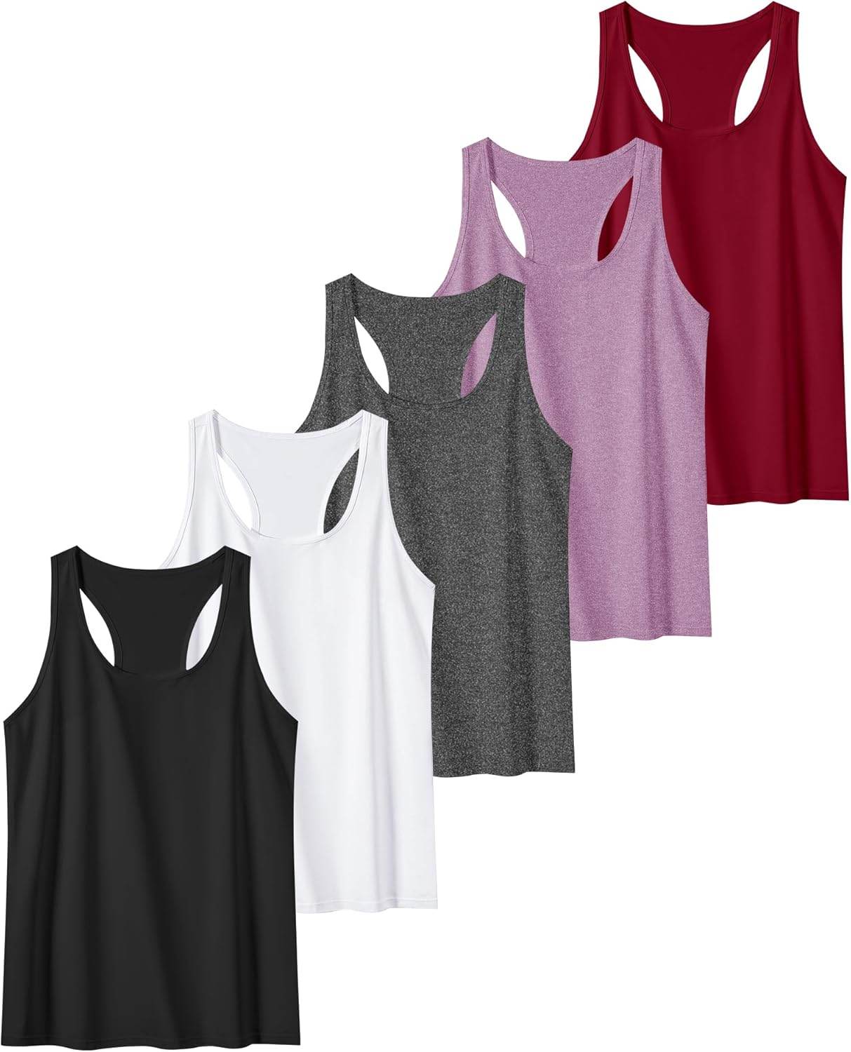 6 or 5 Pack Workout Tank Tops for Women, Athletic Racerback Sports Tank Tops, Compression Sleeveless Dry Fit Shirts - zenfulharmony.com