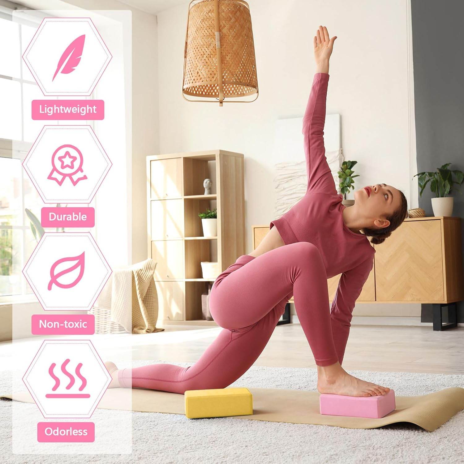 4 Pcs Yoga Blocks 9''x6''x3'' High Density Yoga Brick Foam EVA Lightweight Non Slip Supportive Foam Blocks for Pilates Stretching Meditation Women Men Yogi Beginners - zenfulharmony.com