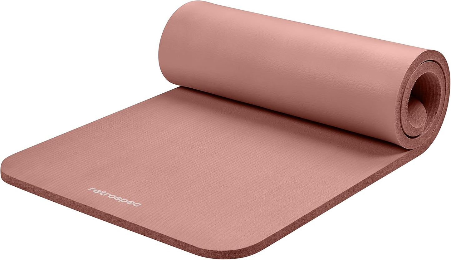 Retrospec Solana Yoga Mat 1" Thick With Nylon Carry Strap for Men & Women - Non Slip Exercise Mat for Home Yoga, Pilates, Stretching, Floor & Fitness Workouts - zenfulharmony.com