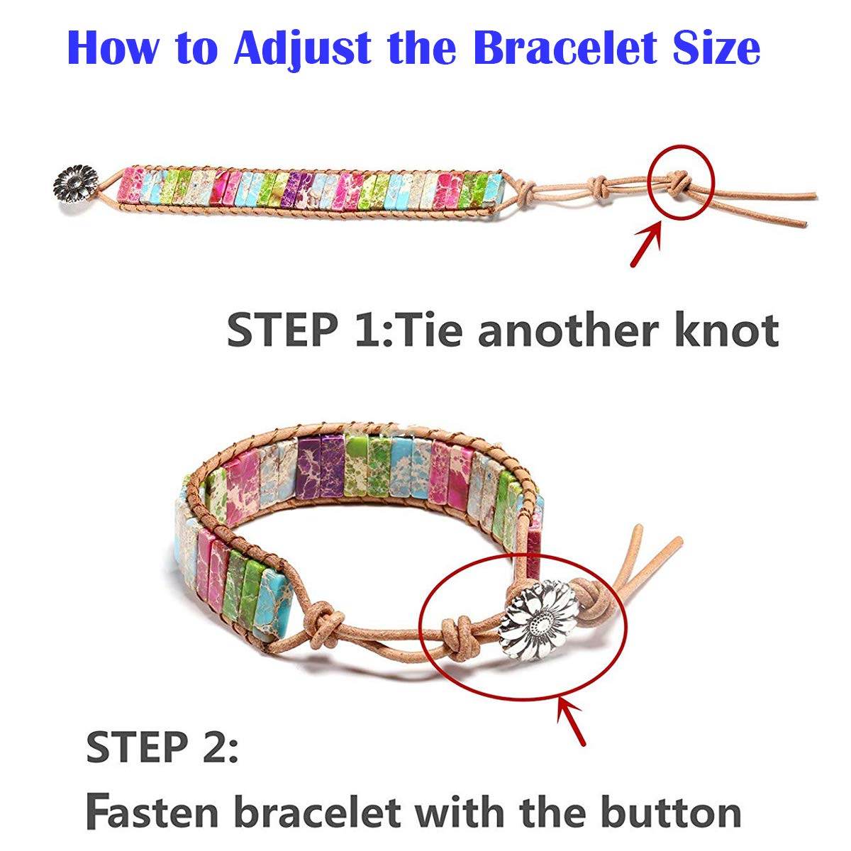 sedmart 7 Chakra Bracelets for Women with Real Stones Leather Wrap Healing Bead Bracelet Women Men Boho Friendship Jewelry… (Flower Button & Square Stone) - zenfulharmony.com