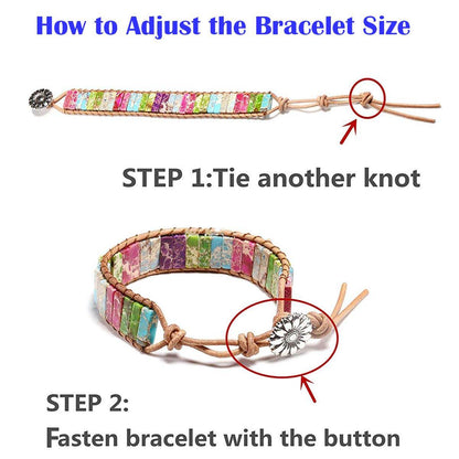 sedmart 7 Chakra Bracelets for Women with Real Stones Leather Wrap Healing Bead Bracelet Women Men Boho Friendship Jewelry… (Flower Button & Square Stone) - zenfulharmony.com