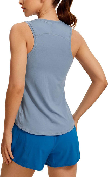 CRZ YOGA Lightweight Racerback Tank Tops for Women High Neck Workout Athletic Running Sleeveless Shirts - zenfulharmony.com
