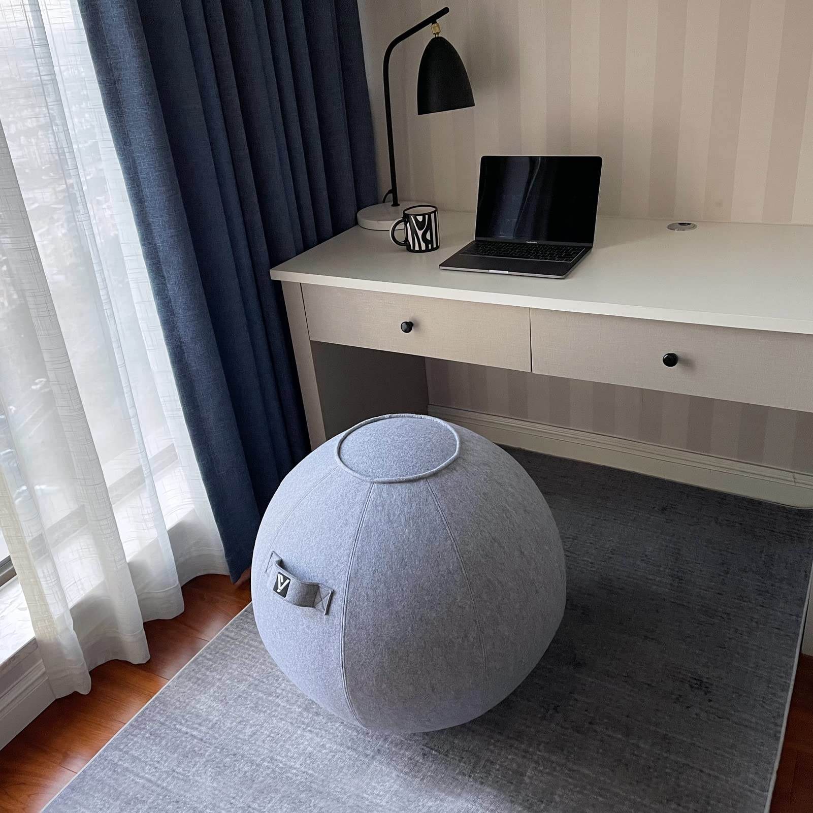 YOGIVO Sitting Ball Chair, Yoga Ball Chair Exercise Ball Chair for Home Office Desk, Stability Ball for Fitness & Pilates, Ergonomic Balance Ball Seat with Cover and Pump - zenfulharmony.com