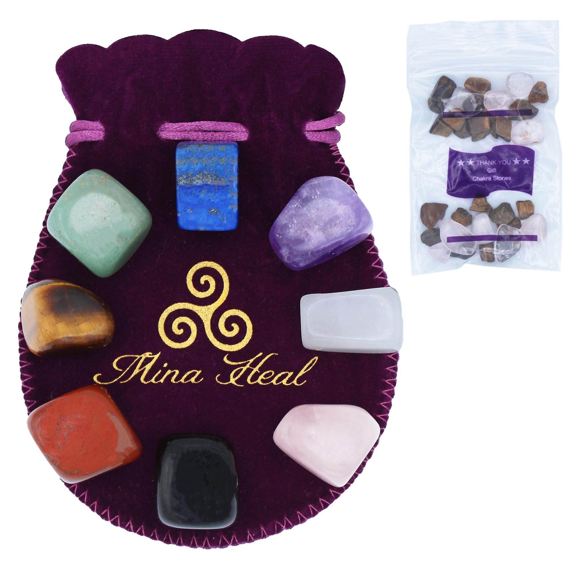 Chakra Stones Set of 7+1, Protection Crystals for Chakra Balancing, Healing Crystals and Stones for Crystal Therapy, Meditation & Reiki, Tumbled & Polished - zenfulharmony.com