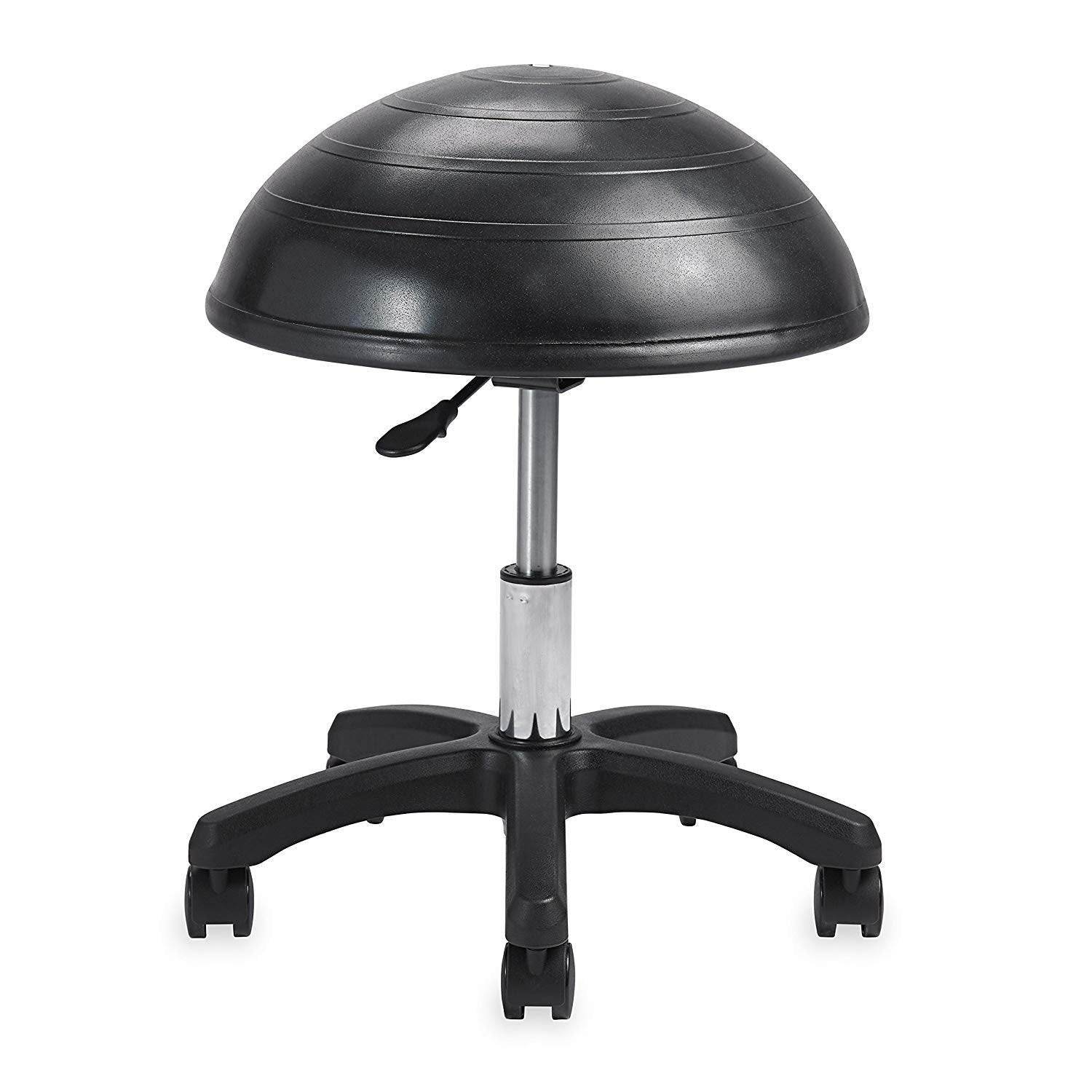 Gaiam Balance Ball Chair Stool, Half-Dome Stability Ball Adjustable Swivel Rolling Chair Drafting Stool for Desks in Office, Classroom, Doctors, Physicians, Massage Therapists, Salons - Black 23 - zenfulharmony.com