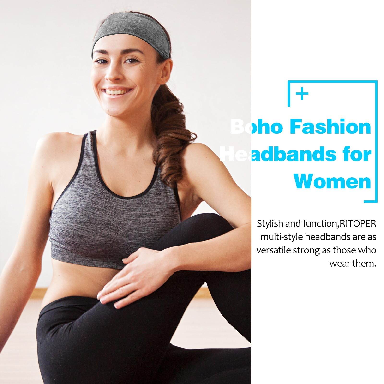 RITOPER Headbands for Women Non Slip, Wide Workout Headbands Cotton Black White Head Bands Hair Bands for Women's Hair, Thick Headbands Head Wraps for Fashion, Yoga, Running, Spa Day, Party, Travel - zenfulharmony.com