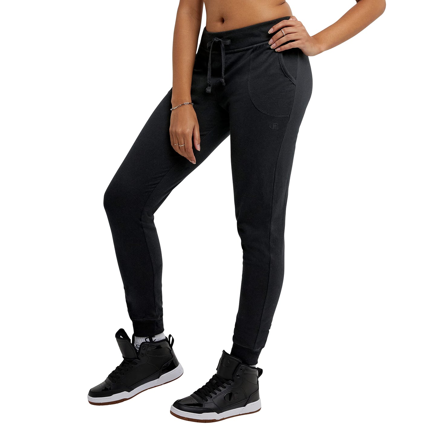 Champion Joggers, Lightweight, Comfortable Jersey Lounge Pants for Women, 29", Black, Medium - zenfulharmony.com