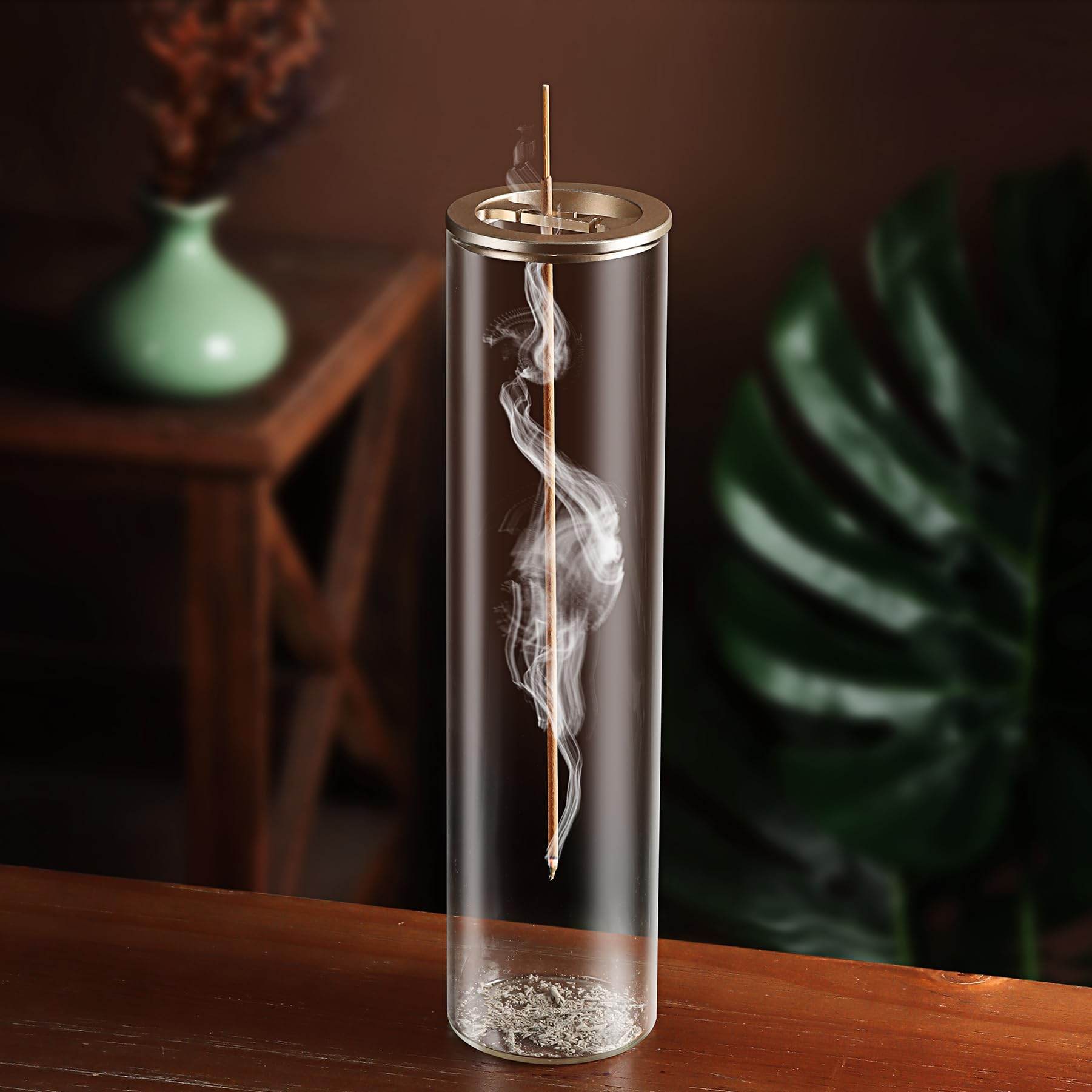 Incense Holder for Sticks [Anti-Ash Flying], Modern Insence-Stick Burner Holder with Removable Glass Ash Catcher, for Home Decor Yoga Meditation - zenfulharmony.com