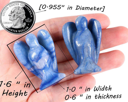 QINJIEJIE Blue Aventurine Crystals Angel Decor Peace Angel Statue Stone Guardian Angel Healing Hand Carved Natural Gemstones Pocket Figurines Room Home Office Decorations Gifts for Women - zenfulharmony.com