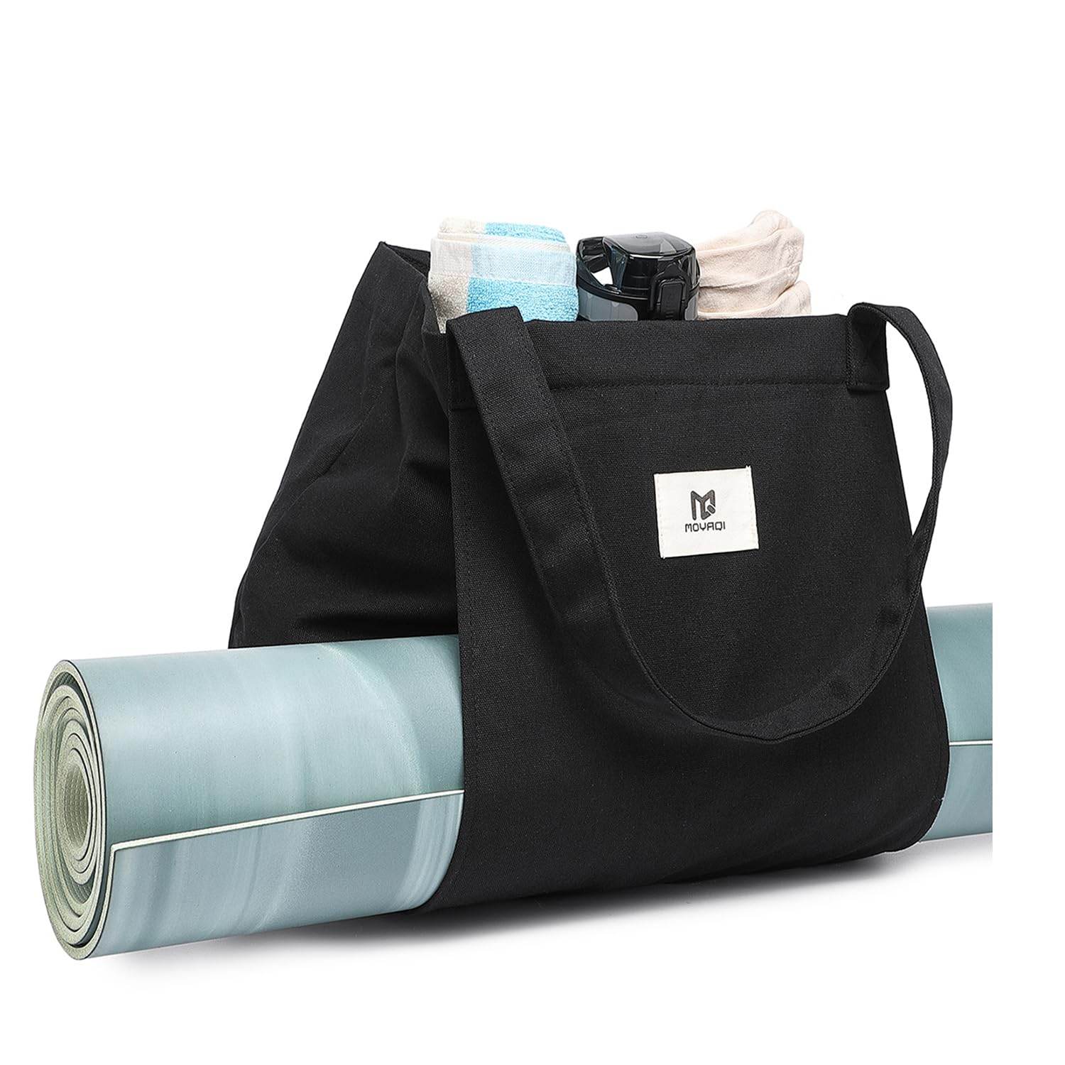 Moyaqi Canvas Tote Bag with Yoga Mat Carrier Pocket Carryall Shoulder Bag for Office, Workout, Pilates, Travel, Beach and Gym - zenfulharmony.com