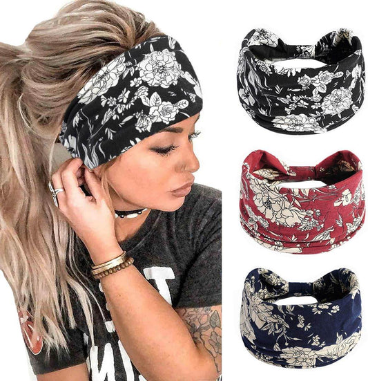 K-Elewon 3 Pack Women Wide Elastic Head Wrap Headband Sports yoga Hair Band - zenfulharmony.com