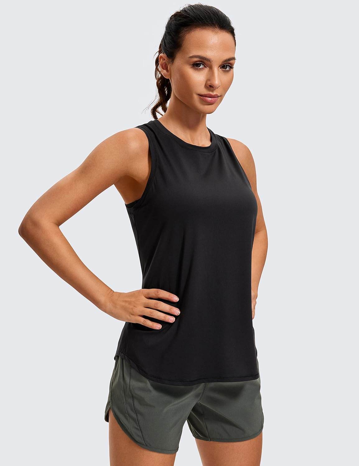 CRZ YOGA Lightweight Racerback Tank Tops for Women High Neck Workout Athletic Running Sleeveless Shirts - zenfulharmony.com